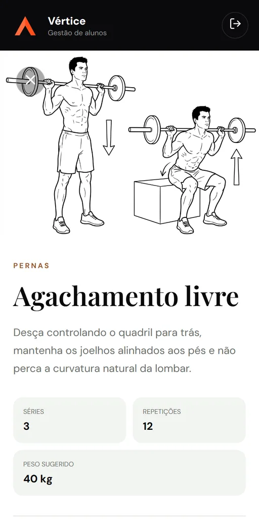 Exercício aberto no celular com foto real mostrando a execução correta