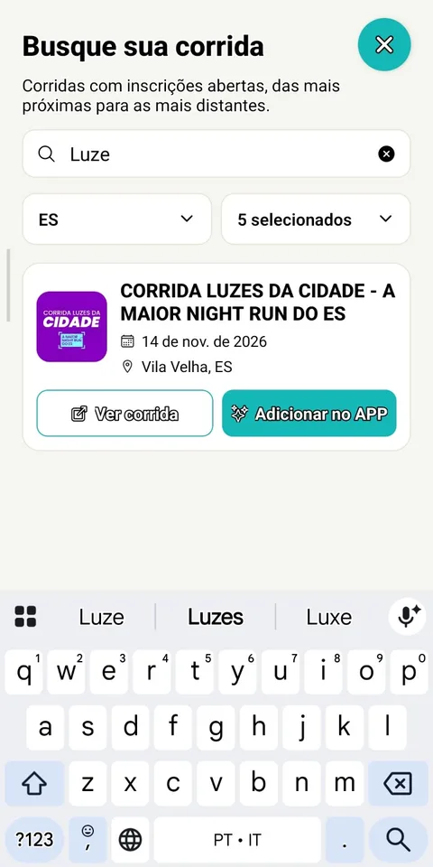 Busca de corridas por nome