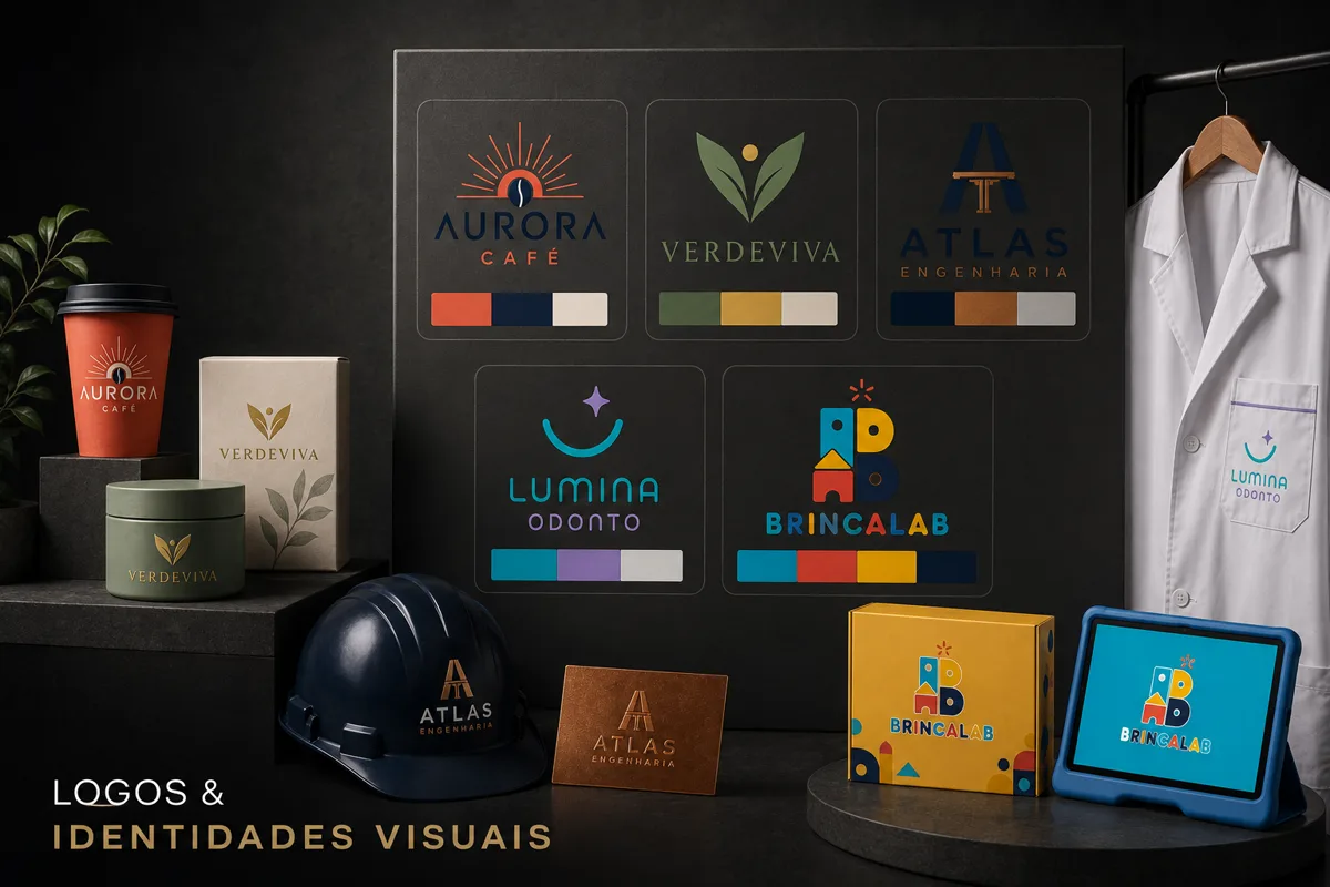Estudos fictícios de logos e identidades visuais