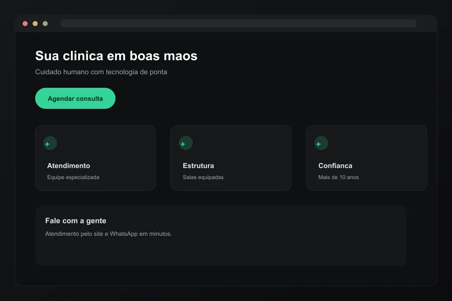 Conceito de site institucional para clínicas